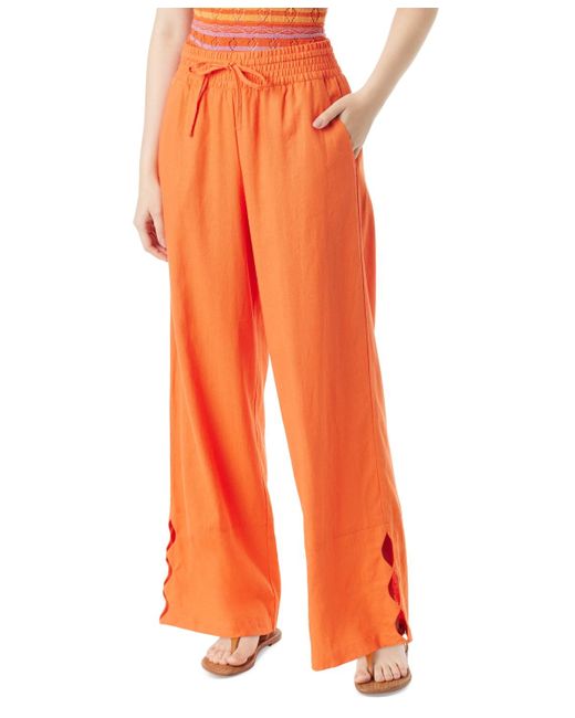 Sam Edelman Orange Ramone Cut-out-hem Pull-on Trousers