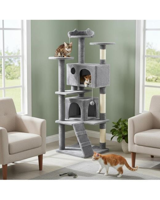 Aronkl White Multi-level Cat Tree Tower