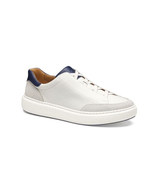 Johnston & Murphy White Anders Stretch Lace Up Shoes for men