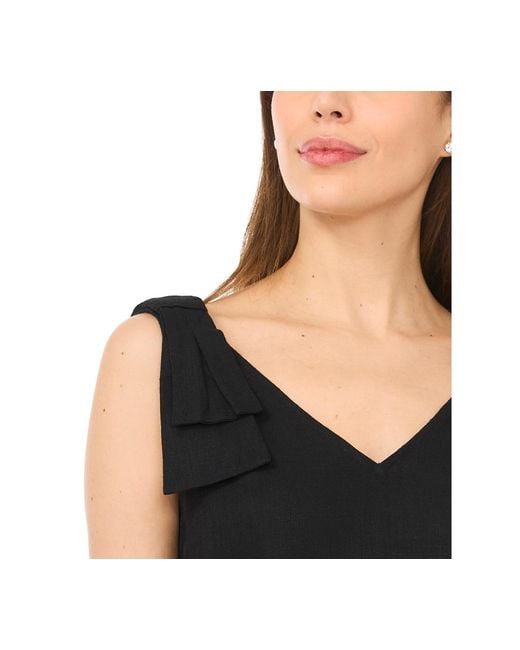 Cece Women's Black V-neck Bow-strap Tank Top