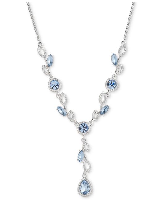 Givenchy Metallic Pave & Blue Crystal Lariat Necklace