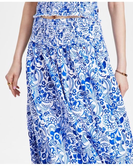 Tommy Hilfiger Blue Fountain Floral-print Maxi Skirt