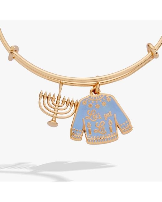 ALEX AND ANI White Hanukkah 'let's Get Lit" Ugly Sweater Bangle Bracelet