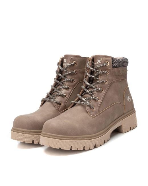 Xti Brown Combat Ankle Booties By