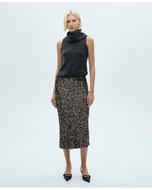 Mango Multicolor Sequin Midi Skirt