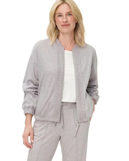 Olsen Gray Collarless Zip Front Jersey Jacket