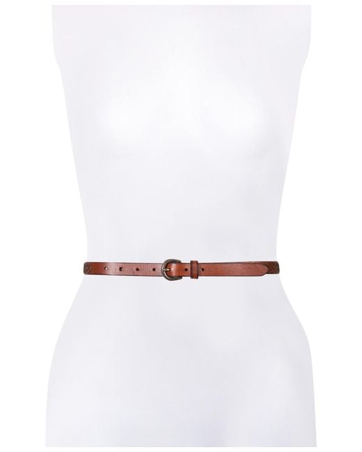 Frye White 18mm Micro Stud Leather Belt