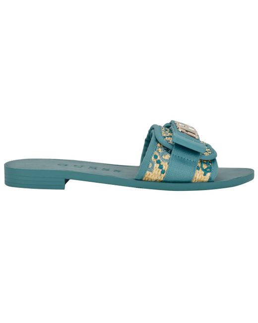 Guess Blue Elyze Slide On Flat Sandals