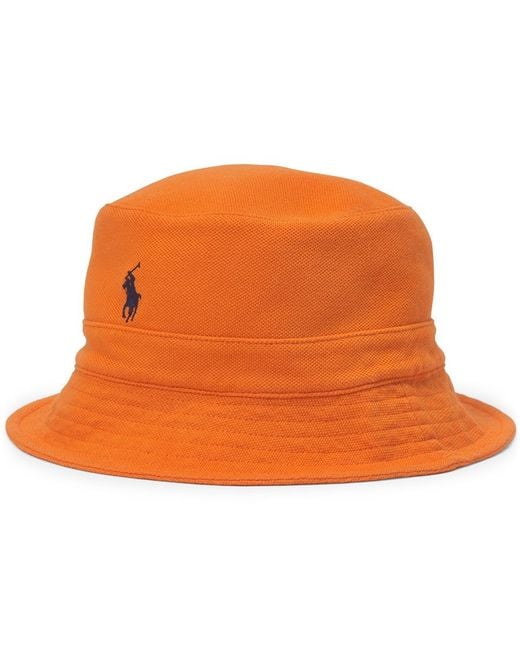 Polo Ralph Lauren Orange Men's Mesh Bucket Hat for men