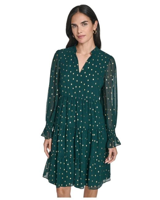 Jessica Howard Smocked Long Sleeves Dress in Green | Lyst Jessica Howard Smocked Long Sleeves Dress in Green | Lyst