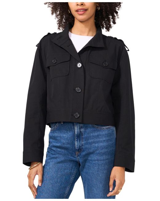 Vince Camuto Black Button-front Cropped Jacket