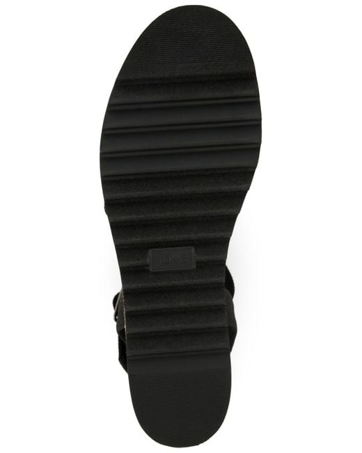 TOMS Black Louisa Open Toe Wedge Sandals
