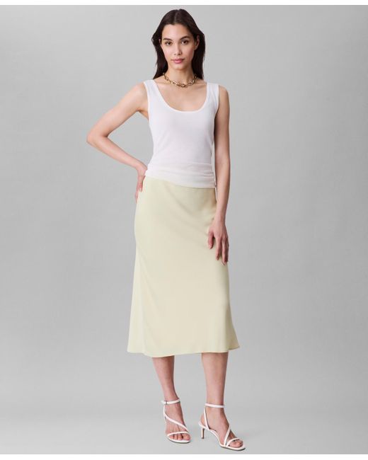 Calvin Klein Natural Logo-waist Pull-on Midi Skirt