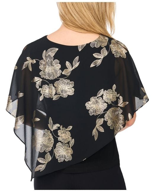 Msk Black Petite Printed Combo Overlay Top