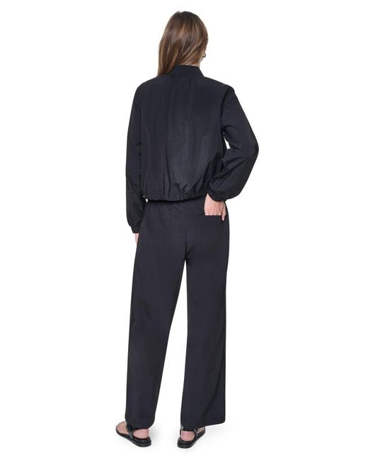 DKNY Blue Logo Trim Rumpled Bomber Tech Jacket