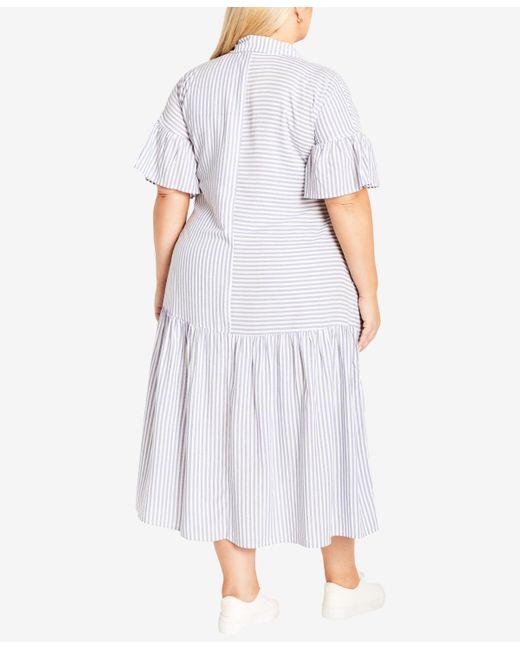 Avenue White Plus Size Kaitlyn Stripe Midi Dress