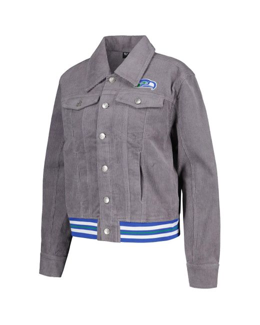 The Wild Collective Gray Seattle Seahawks Corduroy Button-up Jacket