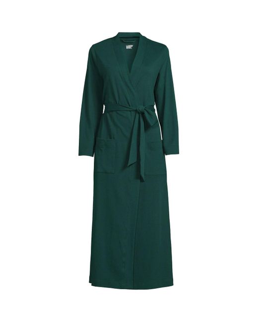 Lands' End Green Cotton Long Sleeve Midcalf Robe