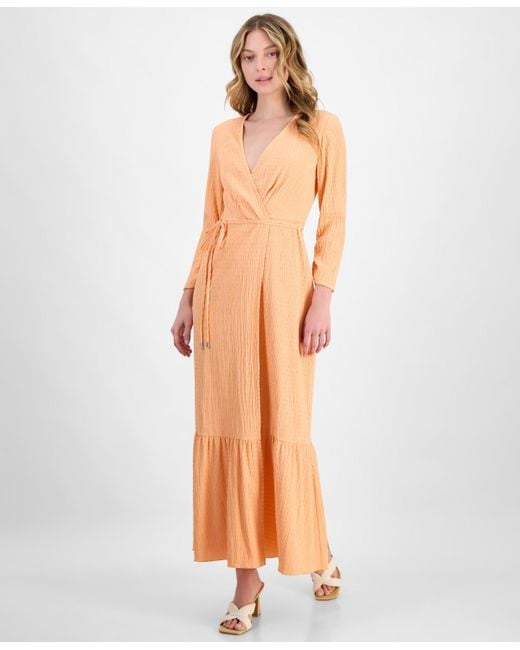 HUGO Multicolor Smocked Surplice Tiered Maxi Dress