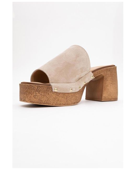 Forever & Always Shoes White Pull Leather Platform Mules ()