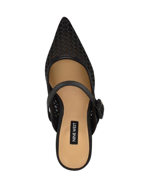 Nine West Black Rondel Buckle Strap Slip-on Pumps