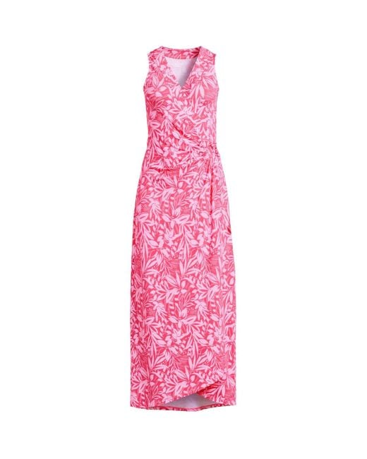 Lands' End Pink Sleeveless Tulip Hem Maxi Dress