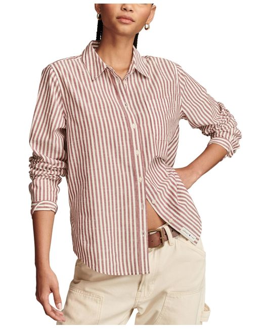 Lucky Brand Pink Cotton The Boyfriend Button-down Shirt
