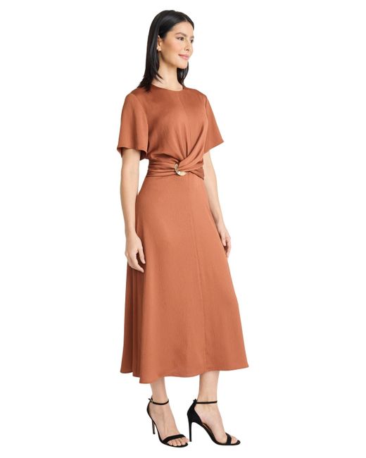 Maggy London Brown Waist Detail Midi Dress