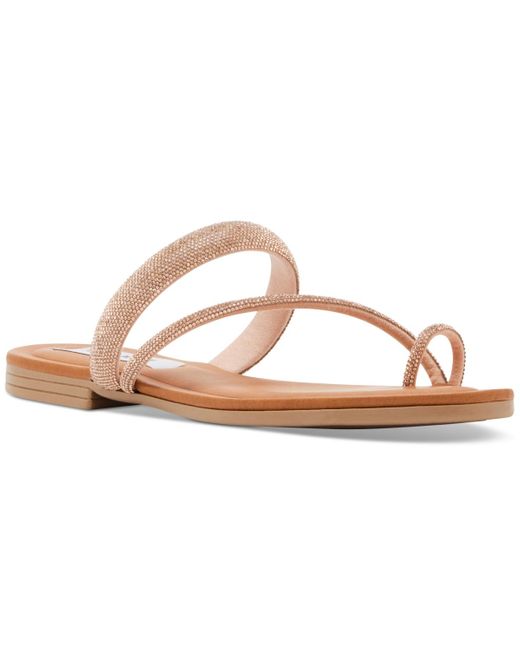 Steve Madden Pink Fiorra Beaded Toe-ring Slide Sandals