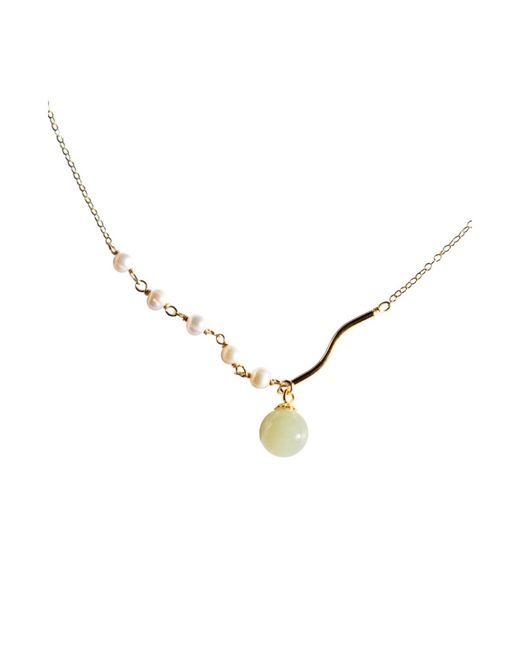 seree Metallic Isla — Jade And Freshwater Pearl Necklace
