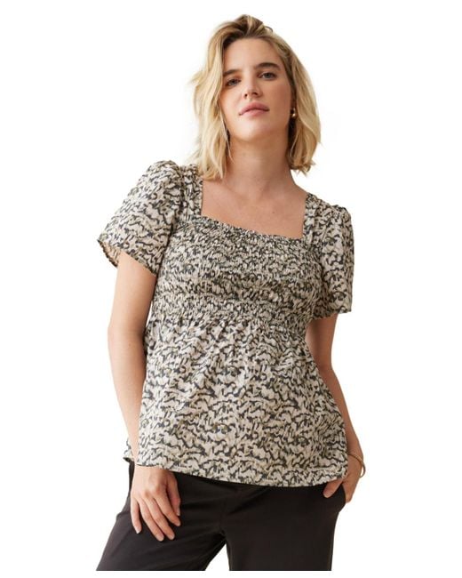 Ingrid & Isabel Gray Ingrid + Isabel Maternity Ingrid + Isabel Gwen Smocked Woven Top