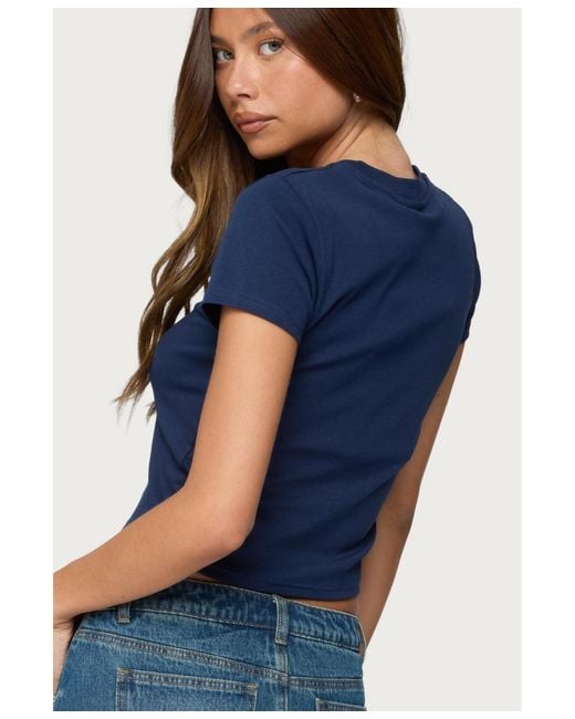 Edikted Blue Bluberry Patch T Shirt
