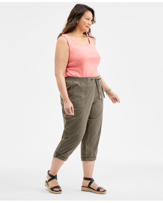 Style & Co. Multicolor Plus Size D-ring Cuffed Capri Pants