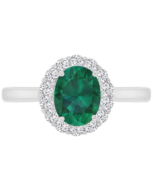 Macy's Green Red & White Cubic Zirconia Oval Halo Ring