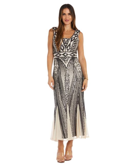 R & M Richards Multicolor Sequin Embellished Sleeveless Gown