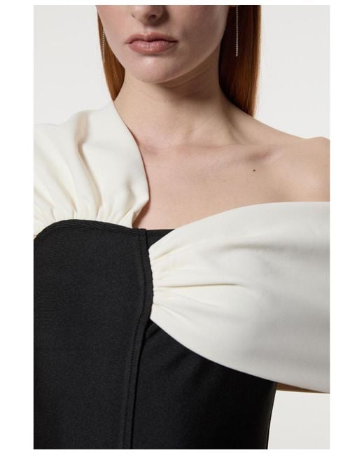 Karen Millen White Asymmetric Strap Knit Midi Dress