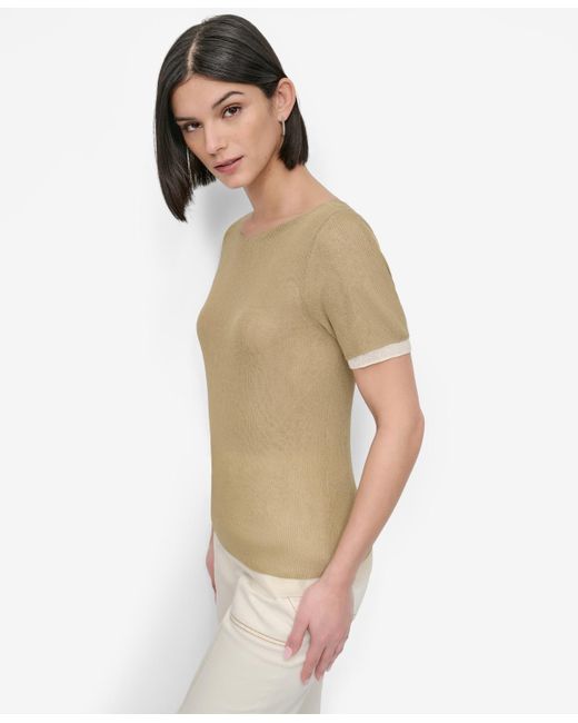 DKNY Natural Contrast-trim Layered-look Sweater