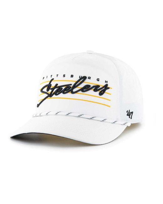 47 Brand White Pittsburgh Steelers Downburst Hitch Adjustable Hat for men