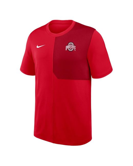 Nike Red Ohio State Buckeyes 2025 Sideline Uv Performance Coach T-shirt for men