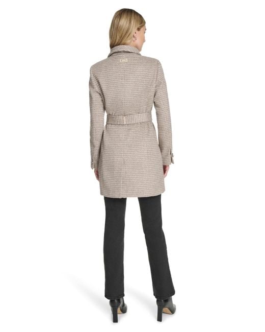 Calvin Klein Natural Asymmetrical Belted Wrap Coat