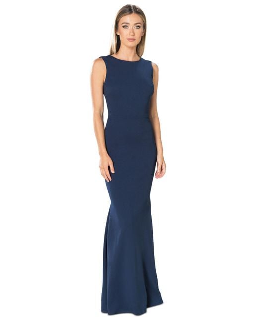 Dress the Population Blue Leighton V-back Gown