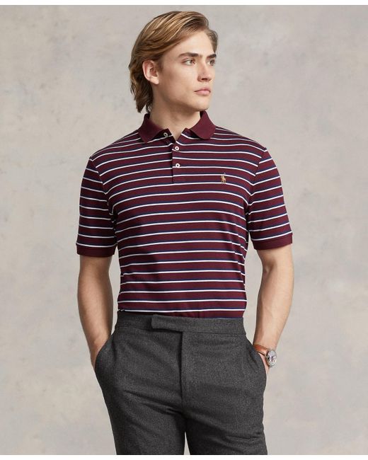 Polo Ralph Lauren Custom Slim Fit Striped Soft Cotton Polo Shirt in