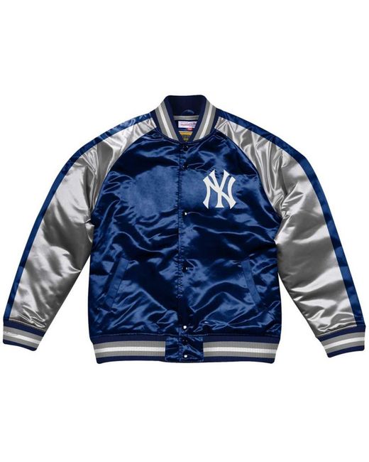 Mitchell & Ness New York Yankees Color Blocked Satin Jacket in Navy ...