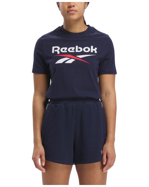 Reebok Blue Plus Size Short Sleeve Logo Graphic T-shirt