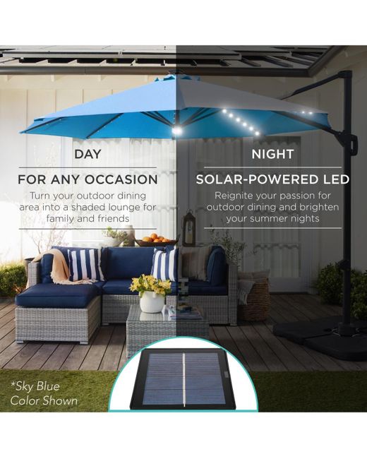 Best Choice Products Yellow 10ft 360-degree Solar Led Lit Cantilever Patio Umbrella