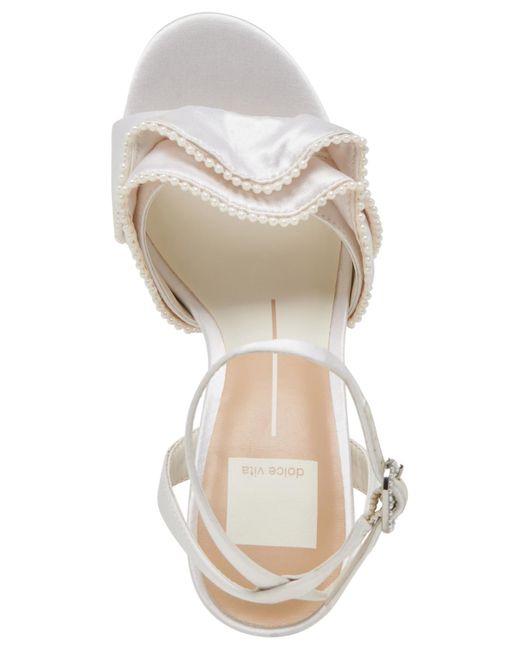 Dolce Vita White Lunette Pearl Ruffled Two-piece Dress Sandals