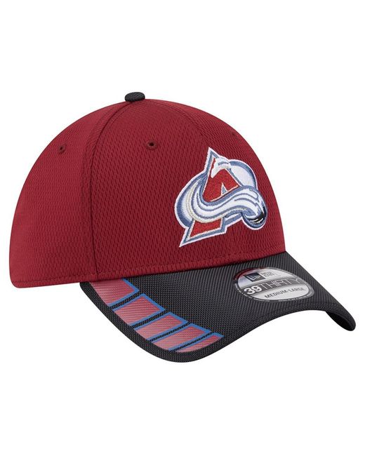 KTZ Red Burgundy Colorado Avalanche Visor Hit 39thirty Flex Hat for men
