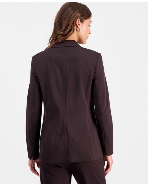 BarIII Black Compression Notch-collar Single Button Blazer