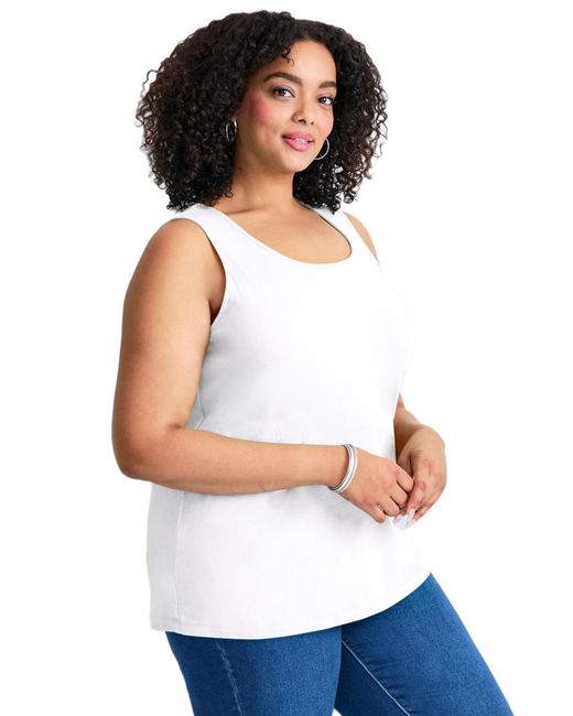Avenue White Plus Size Basic Layering Tank