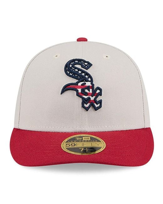 KTZ Pink Red Chicago White Sox 2024 Fourth Of July Low Profile 59fifty Fitted Hat for men